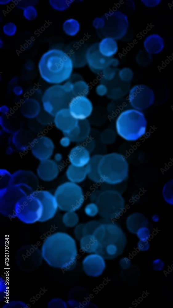 A mesmerizing digital animation featuring glowing blue spheres of various sizes floating gracefully in a dark space. A mesmerizing digital animation featuring glowing blue spheres of various sizes floating gracefully in a dark space.