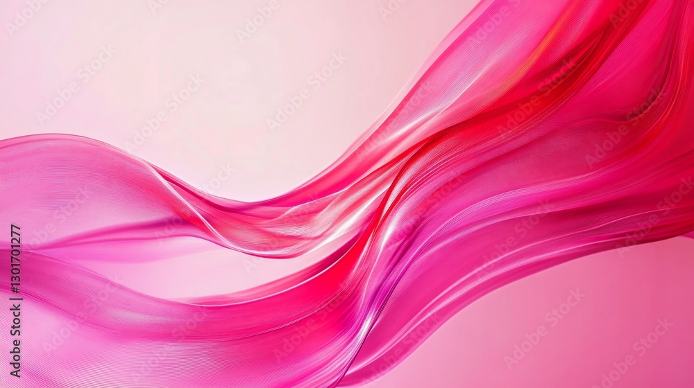 Fototapeta premium Abstract Pink Wavy Lines on Gradient Background with Sheer Fabric Texture