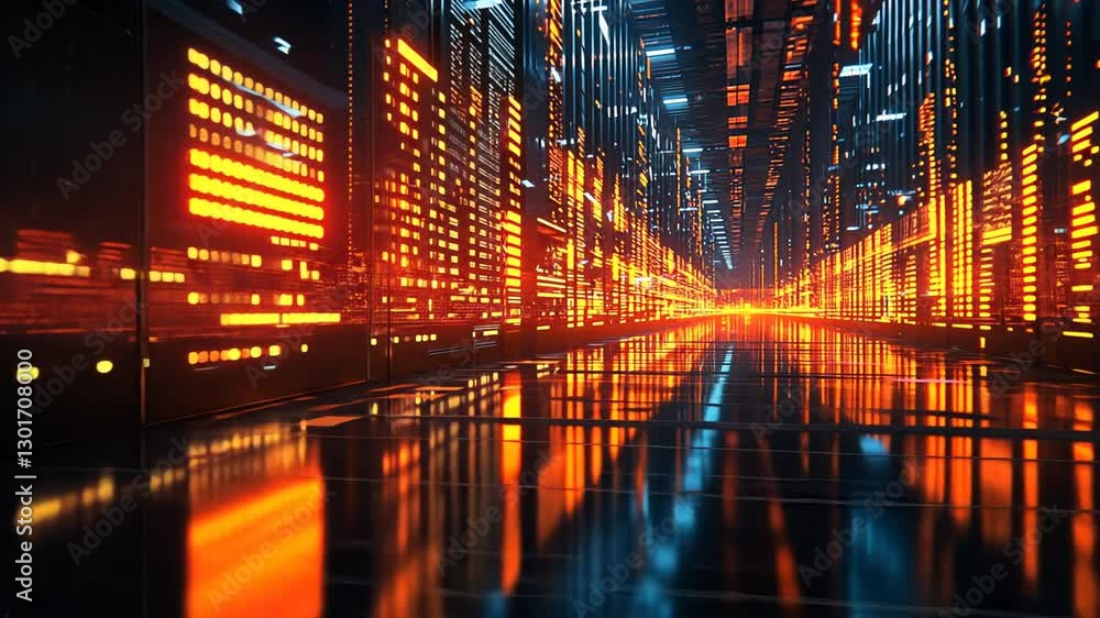 Futuristic City Corridor Reflecting Neon Light Futuristic City Corridor Reflecting Neon Light