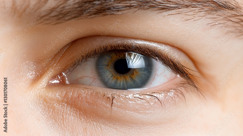 Fototapeta premium Close-up human eye, iris detail, healthcare