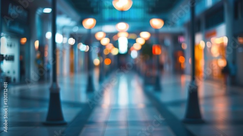 Wallpaper Mural Nighttime tranquility envelops the deserted shopping mall, shadows playing under soft lamplight Torontodigital.ca