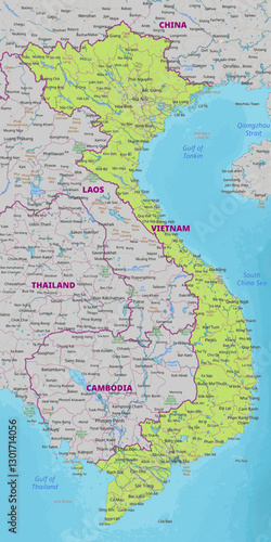 Detailed political map of Vietnam