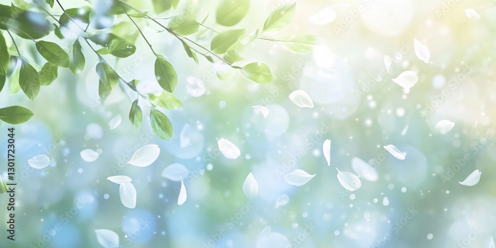 Stunning Elegant Spring-Themed Backdrop with Fresh Green and Soft Blue Gradients, Delicate Petals, and Artistic Bokeh Effect Perfect for Professional Use and Copy Space in 8K Resolution Stunning Elegant Spring-Themed Backdrop with Fresh Green and Soft Blue Gradients, Delicate Petals, and Artistic Bokeh Effect Perfect for Professional Use and Copy Space in 8K Resolution