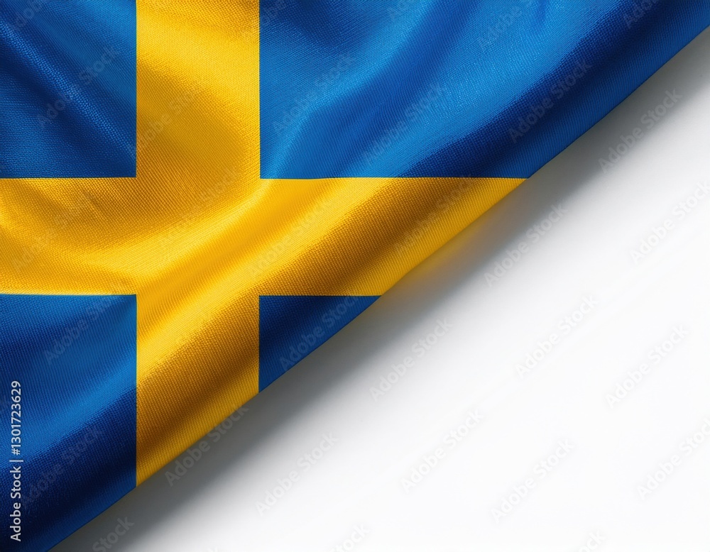 Swedish flag draped elegantly highlighting blue and yellow during a festive occasion Swedish flag draped elegantly highlighting blue and yellow during a festive occasion