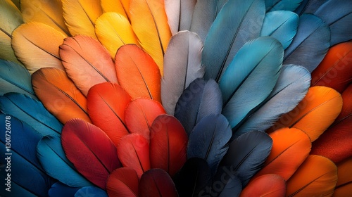 Wallpaper Mural A Dazzling Close-Up of Colorful Feathers Showcasing Every Rainbow Hue in an Artistic Circular Arrangement Torontodigital.ca