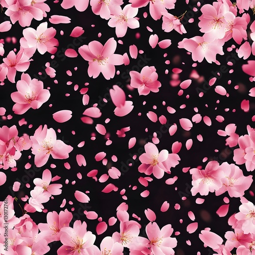 Captivating Sakura Petals Dancing in the Wind   Elegant Floral Background for Textiles and Wallpapers