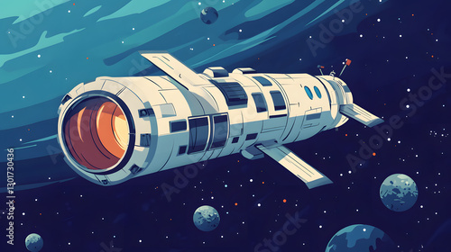 Wallpaper Mural cartoon Astronaut Docking Spacecraft Torontodigital.ca