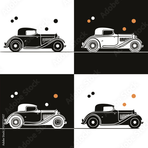 Classic cars silhouette icons for print or for site. EPS 10 version.