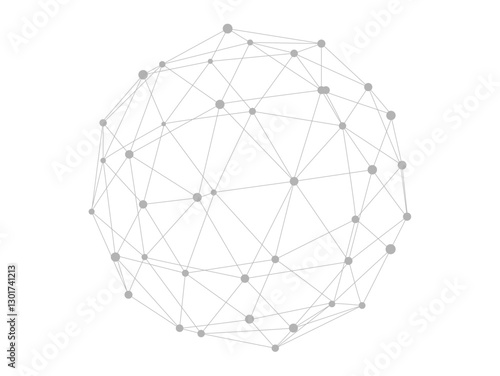 Technology abstract shape. Dots connected by lines. Minimalist mesh sphere. Abstract polygonal shape.