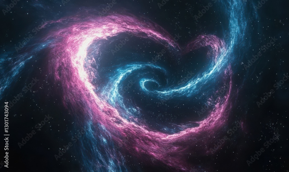 Abstract depiction of glowing pink and blue nebulae swirling through a starry black sky, evoking the wonder of deep space, . Abstract depiction of glowing pink and blue nebulae swirling through a starry black sky, evoking the wonder of deep space, .