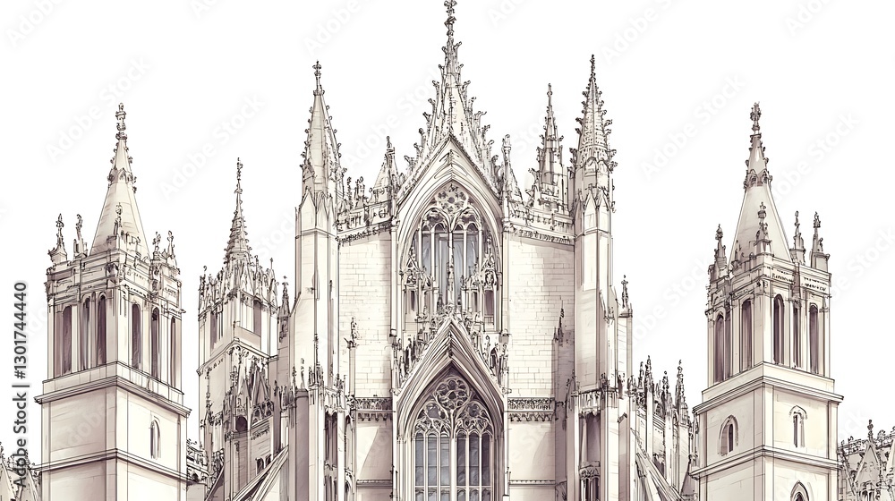 Fototapeta premium Filigreed detailing and towering spires in a gothic cathedral high resolution picture