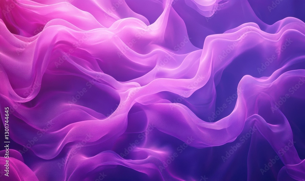 Fototapeta premium Abstract vibrant pink and purple waves flowing seamlessly across a black backdrop, creating a futuristic and smooth design
