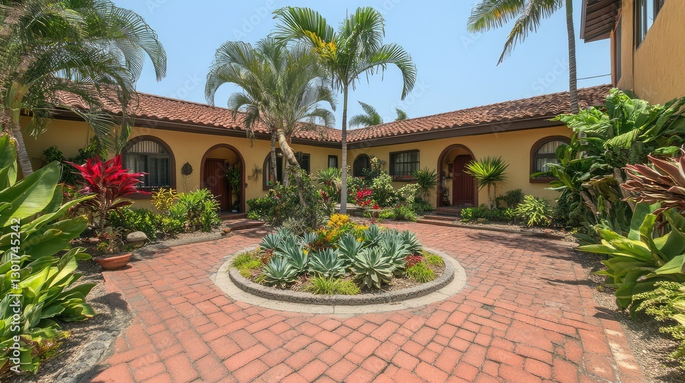 Fototapeta premium Tropical Courtyard Home Garden