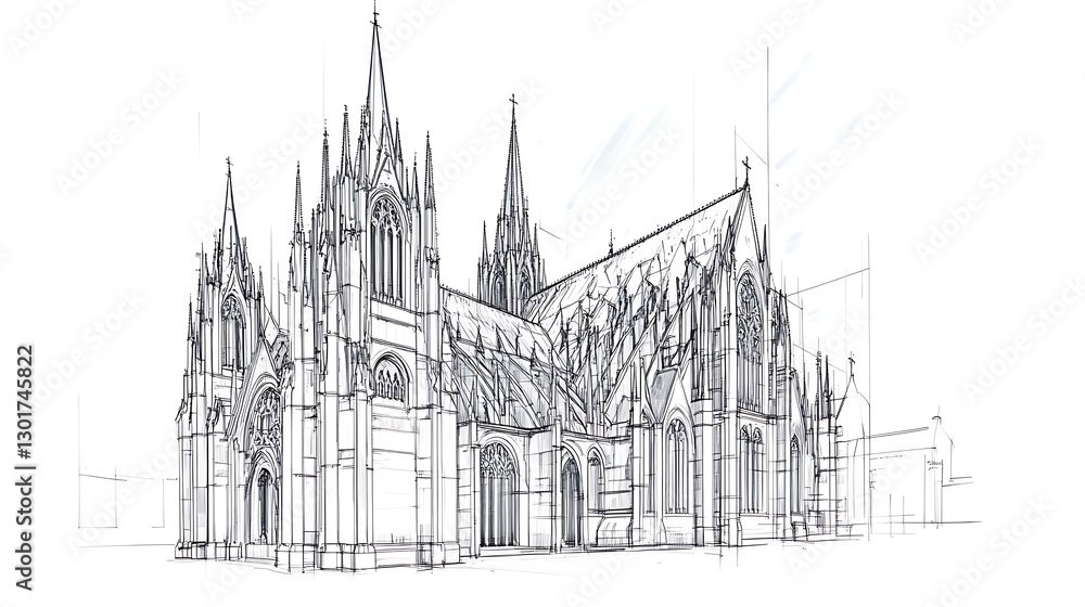 Fototapeta premium Intricate gothic cathedral architectural design with filigreed detailing high resolution picture