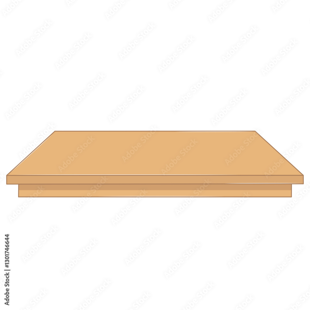 Wooden Table Front View. Flat and Simple Style.
