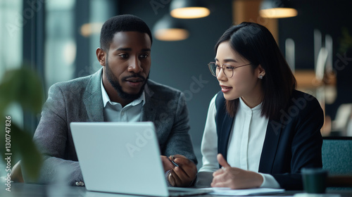 two professional meeting and discussing works in a cafe