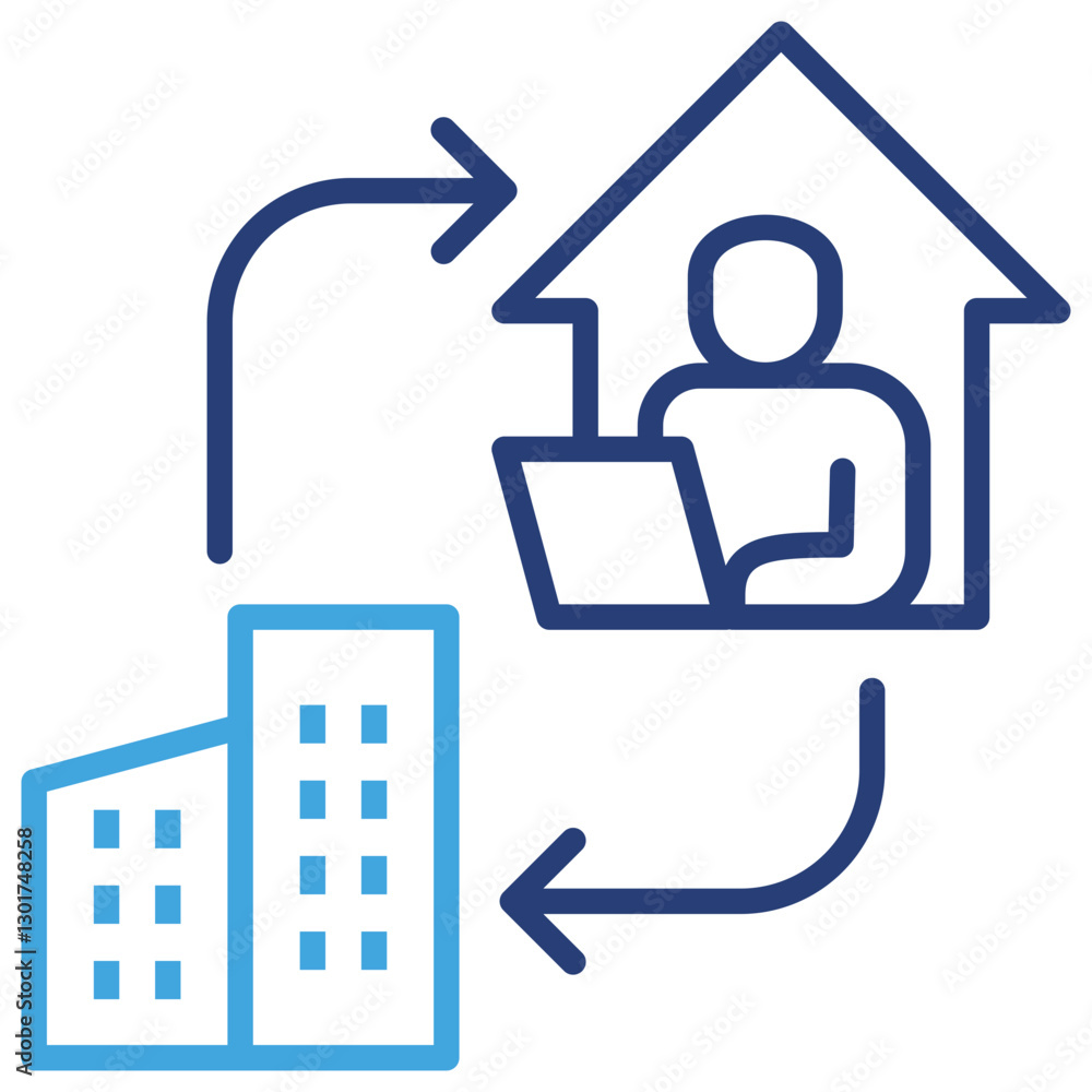 Obraz premium Hybrid Work Dual Tone Icon