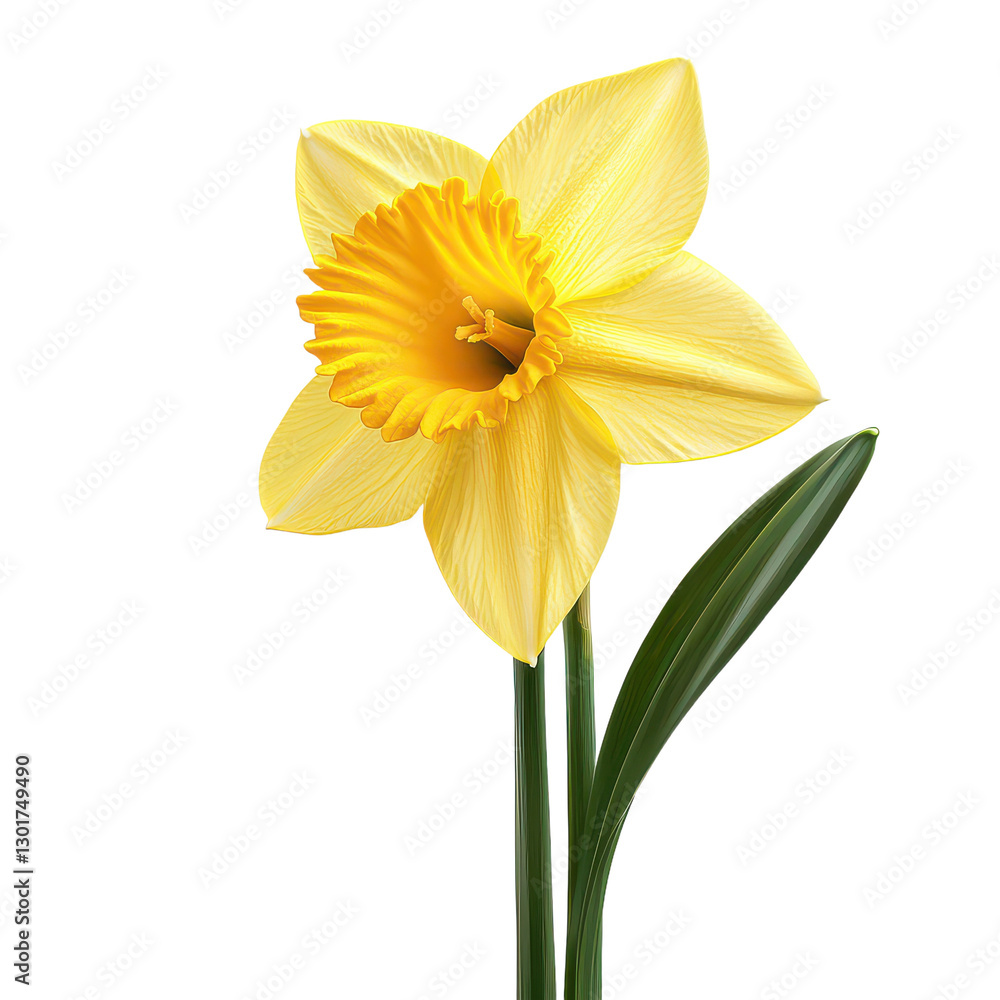 Simple Daffodil isolated on transparent background, PNG