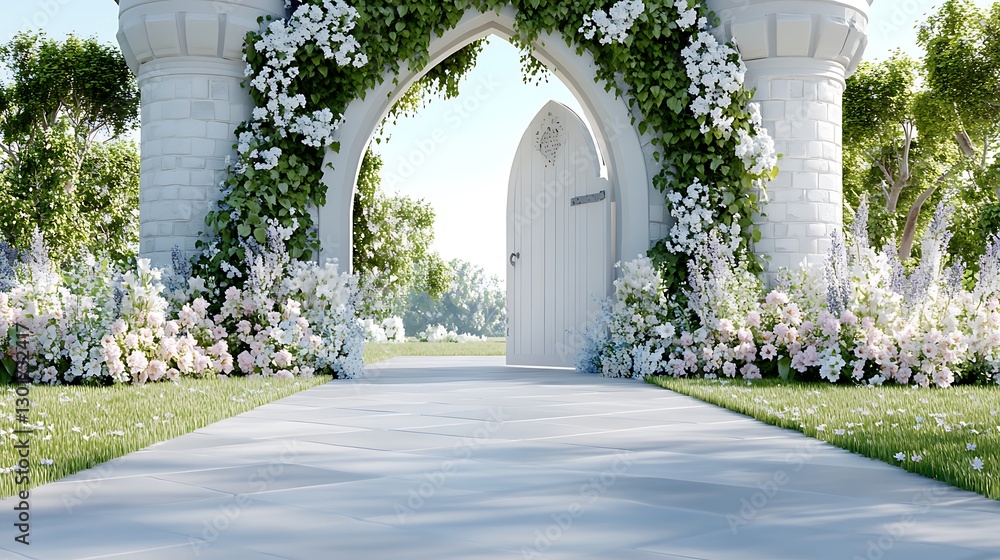 Fototapeta premium Fairytale garden entrance serene architectural bliss