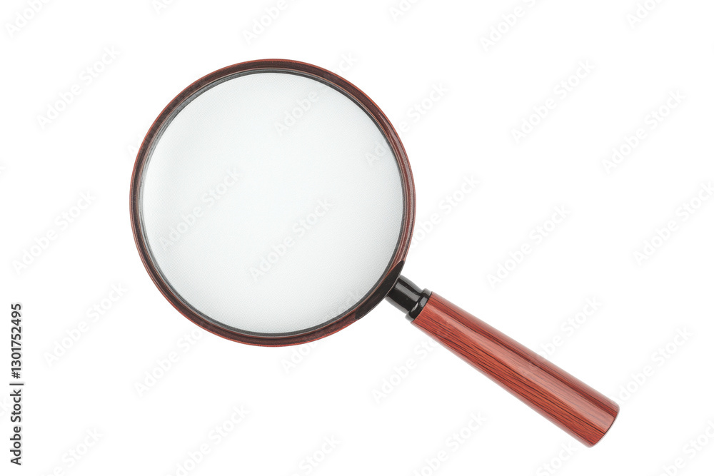 Wood-handled magnifying glass for clarity, cut out Wood-handled magnifying glass for clarity, cut out