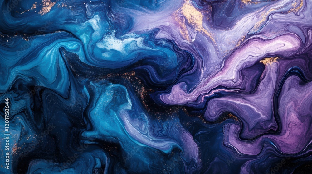 Obraz premium Vibrant close-up of a swirling painting in blue and purple hues.