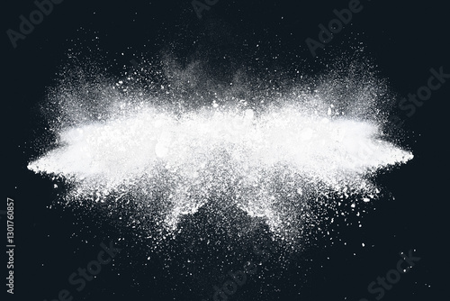 Abstract design of white powder particles explosion cloud