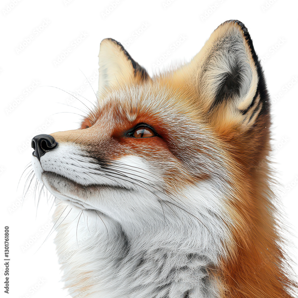 Obraz premium Sharp Red Fox Head Detail isolated on transparent background, PNG