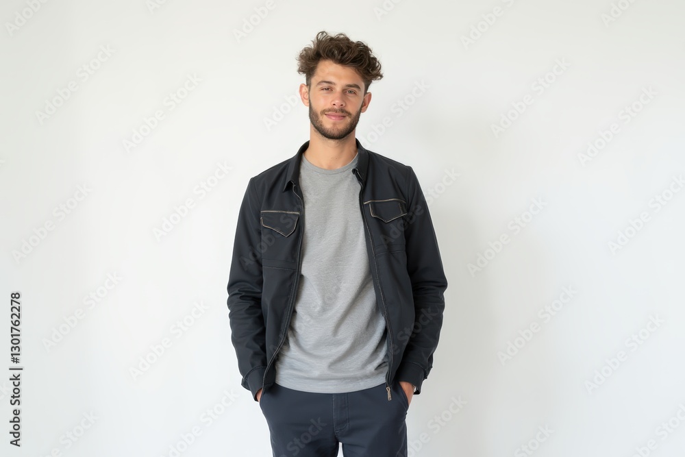 Half-Length (Waist-Up) portrait of young stylish smiling Croatian male model in casual wear isolated on pure white background looking at camera Half-Length (Waist-Up) portrait of young stylish smiling Croatian male model in casual wear isolated on pure white background looking at camera