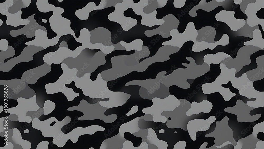 Naklejka premium black and gray camouflage pattern on white background, composed of various shades grey black, creating unique design