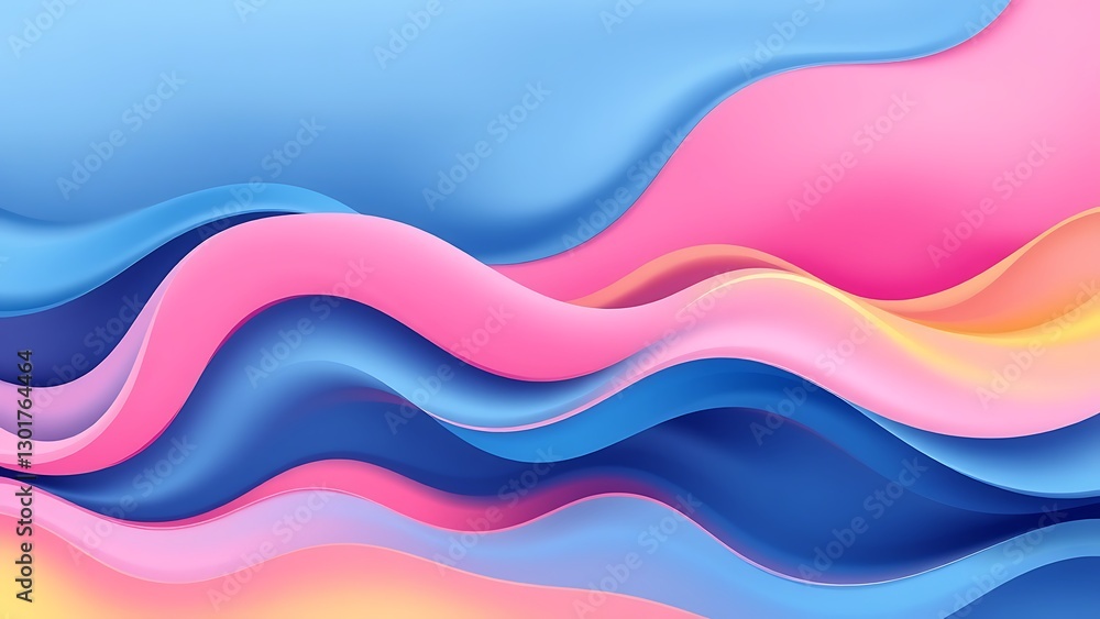 vibrant abstract background with wavy lines in shades of blue, pink, and yellow, colors blend together to create unique design vibrant abstract background with wavy lines in shades of blue, pink, and yellow, colors blend together to create unique design