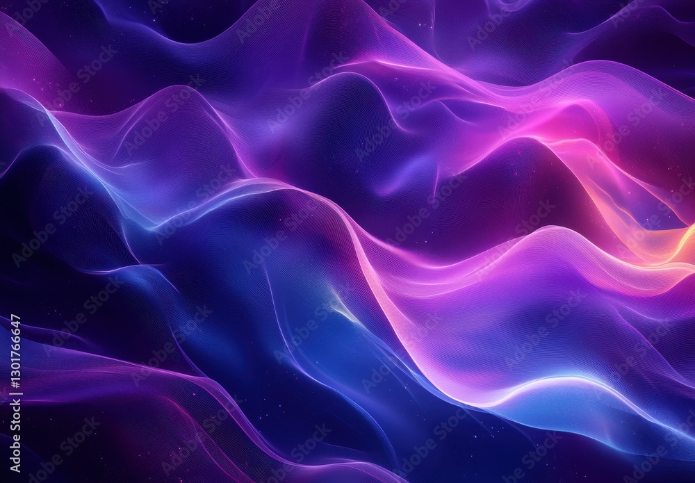 Obraz premium Abstract colorful waves of digital fluidity and light flowing in vibrant shades of purple, blue, and pink, creating a mesmerizing background design