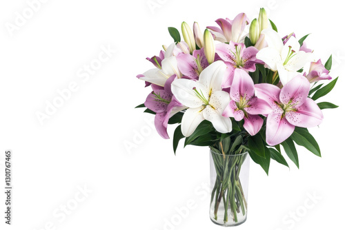 Wallpaper Mural Pink and white lilies in a vase, cut out Torontodigital.ca