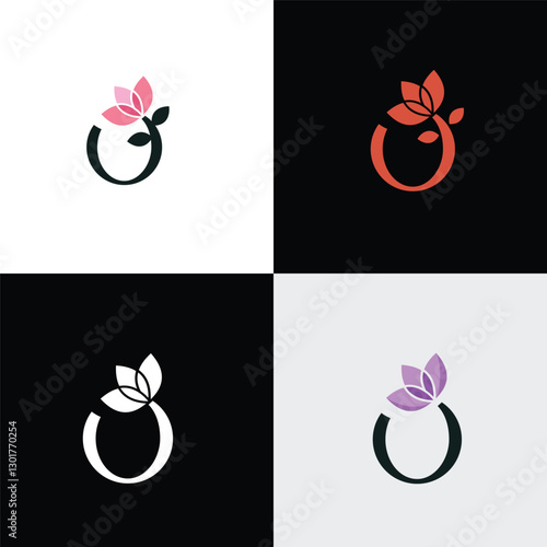 Simple Elegant Circle Lotus Logo Design Vector