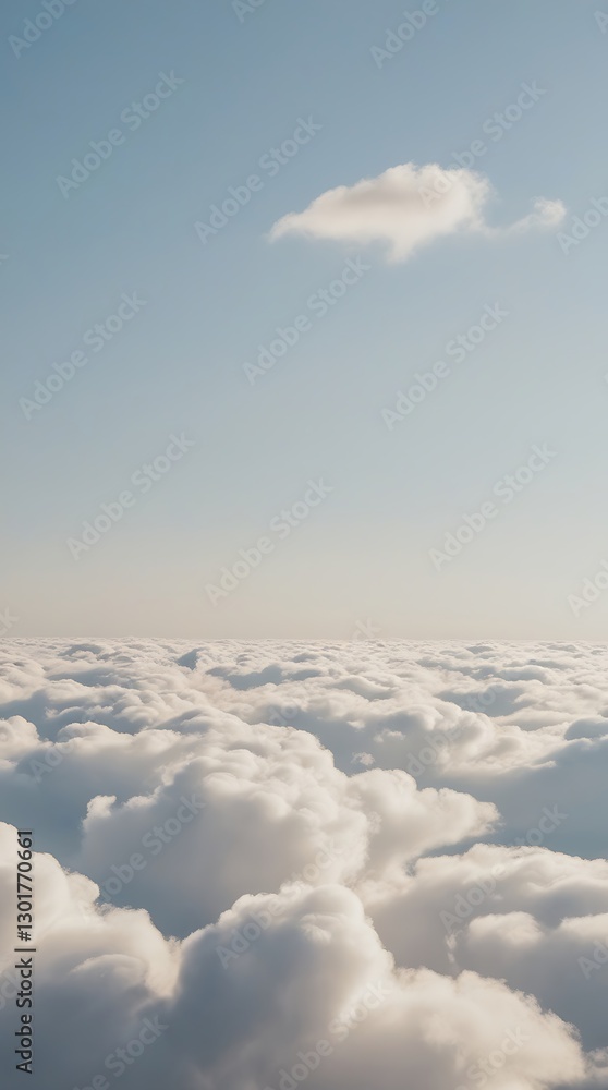 Fototapeta premium Beautiful aerial view of soft, fluffy clouds in the sky, creating a serene and peaceful atmosphere, ideal for nature, weather, and dreamlike backgrounds or wallpapers.