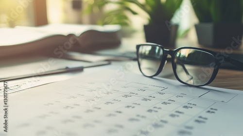 Wallpaper Mural Retirement countdown calendar on desk with glasses cozy office lifestyle concept warm lighting Torontodigital.ca