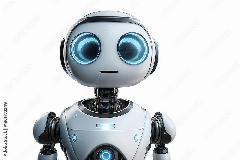 ai cute robot thinking, isolated on white background ai cute robot thinking, isolated on white background