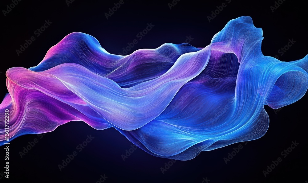 Vibrant digital waves in neon blue and purple tones flowing dynamically across a dark gradient backgroun Vibrant digital waves in neon blue and purple tones flowing dynamically across a dark gradient backgroun