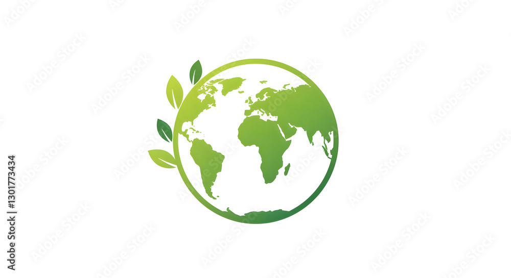 Green Earth Globe Icon Eco-Friendly Sustainability Symbol Green Earth Globe Icon Eco-Friendly Sustainability Symbol