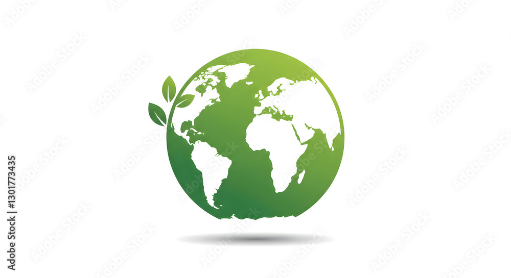 Green Earth Globe Icon Eco-Friendly Sustainability Symbol Green Earth Globe Icon Eco-Friendly Sustainability Symbol