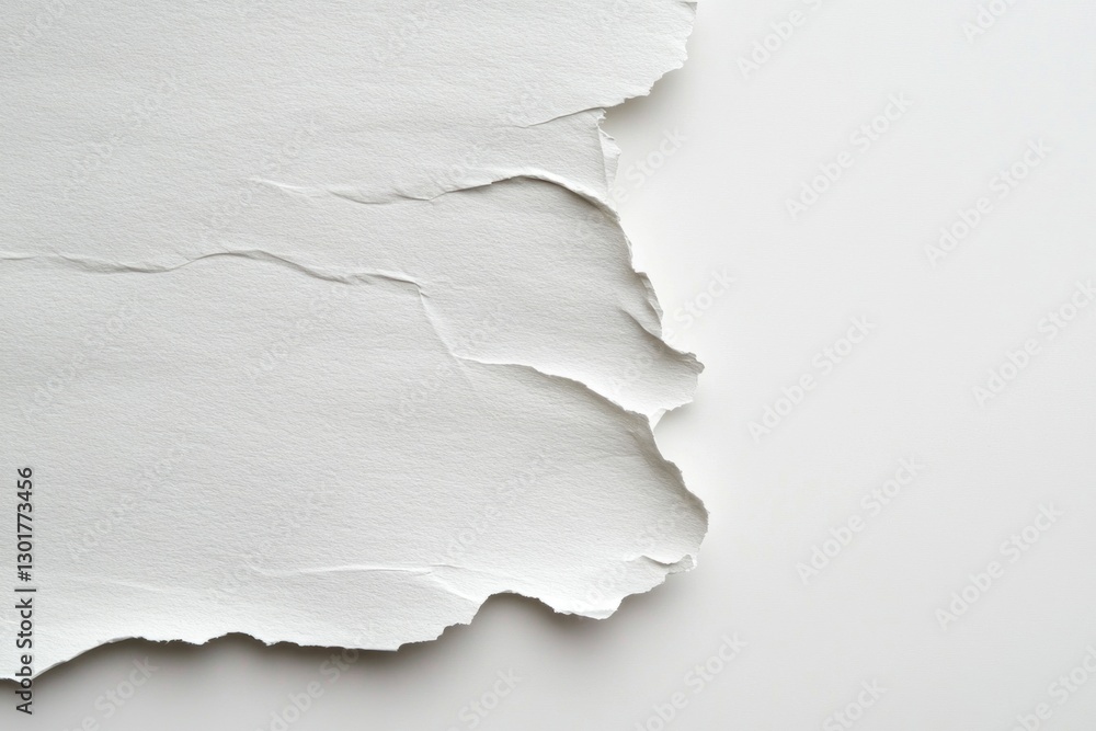 Torn white paper sheet on white background. Torn white paper sheet on white background.
