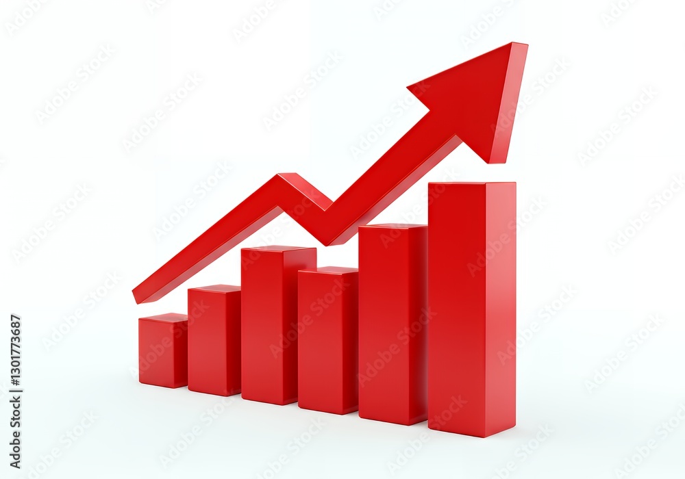 Highly rendering of growth graph in white background, 3d render Highly rendering of growth graph in white background, 3d render