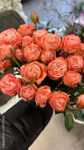A bouquet of bush roses.
