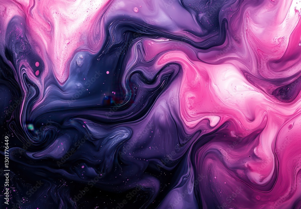 Obraz premium Abstract swirling patterns in vibrant purple and pink hues, showcasing fluid dynamics and artistic design elements for modern decor and creative projects.