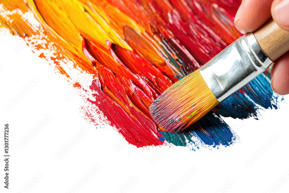 Fototapeta premium Vibrant brush strokes on canvas create lively art, cut out