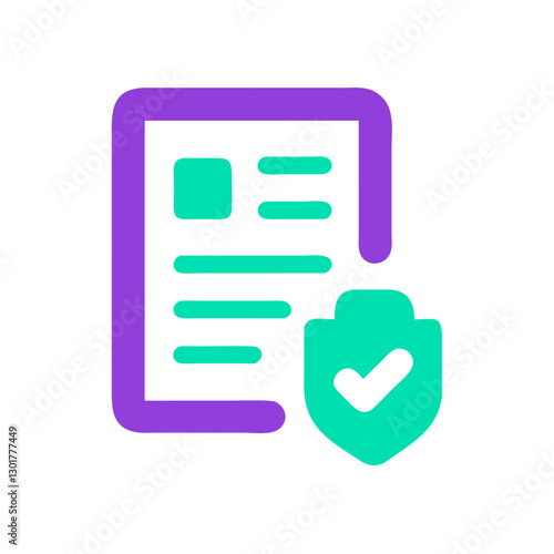 Secure document icon with checkmark on vibrant background, protection concept