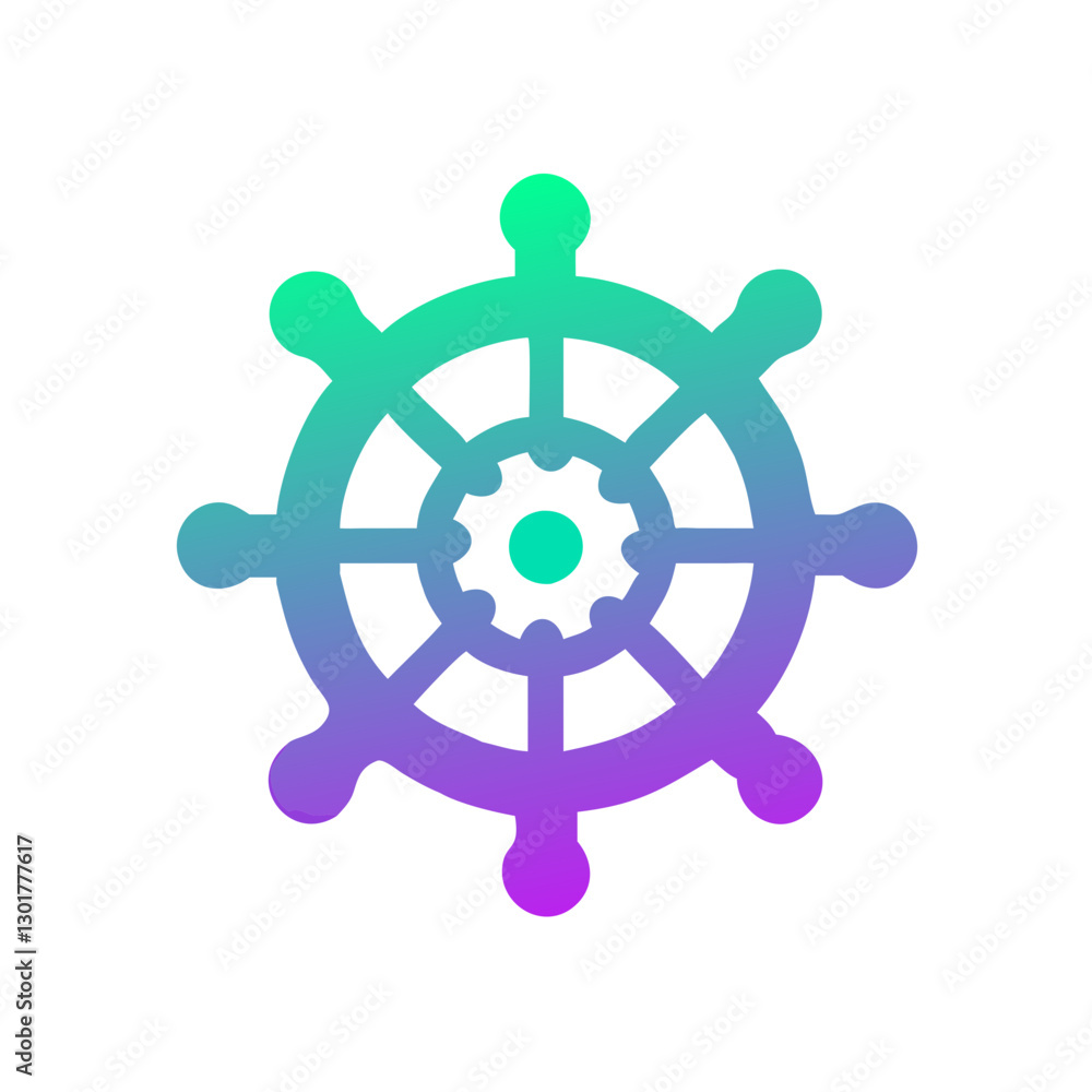 Obraz premium Colorful nautical wheel graphic design, maritime theme