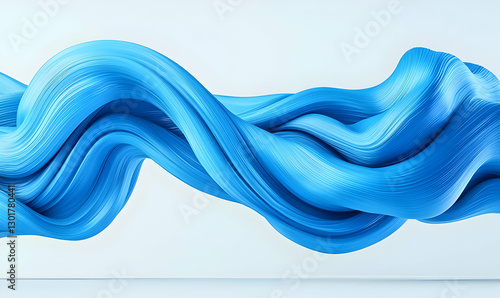 Fluid Blue Waves in Motion on a Minimalist White Background