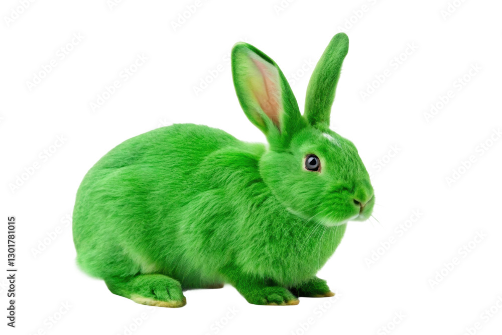 Fototapeta premium Vibrant green rabbit showcasing creativity and whimsy for nature-inspired art or Easter themes