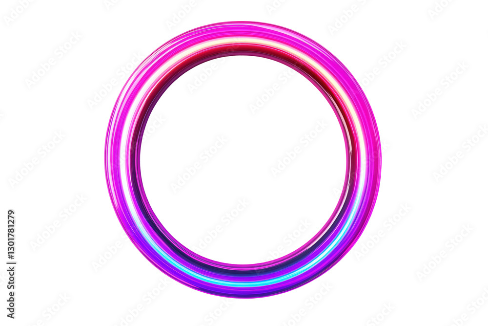 Bright circular neon ring with vibrant colors, cut out Bright circular neon ring with vibrant colors, cut out