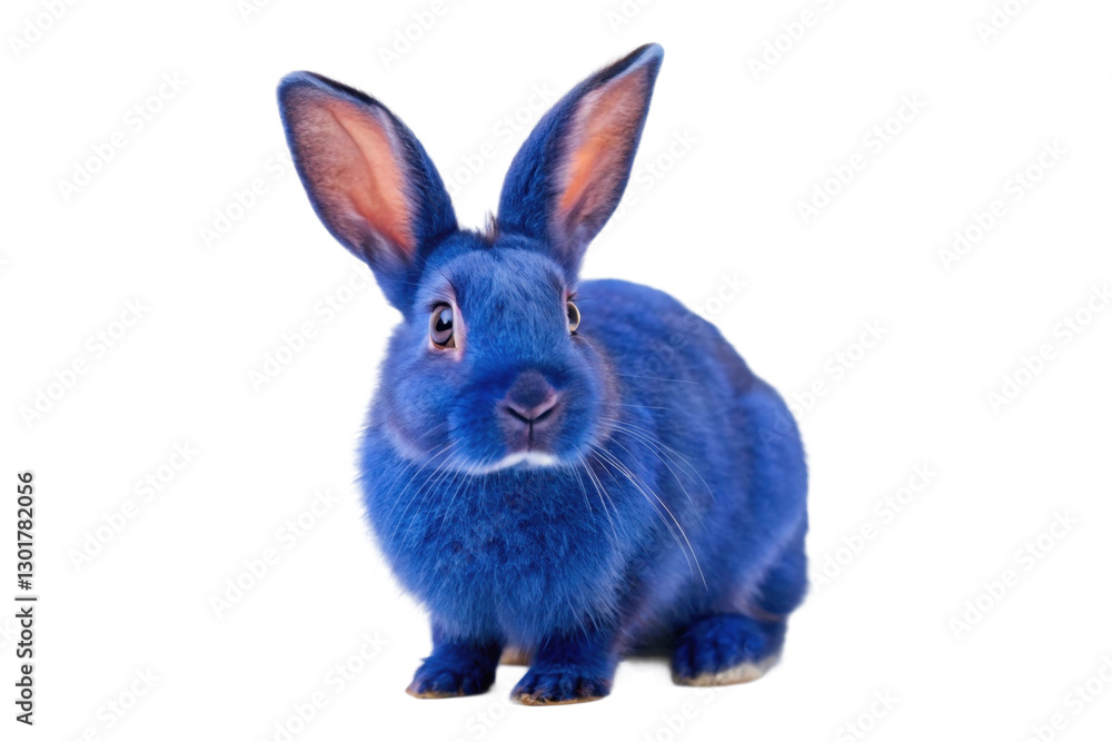 Obraz premium Unique blue rabbit sitting calmly, showcasing vibrant fur color and large ears for creative projects or animal-themed designs